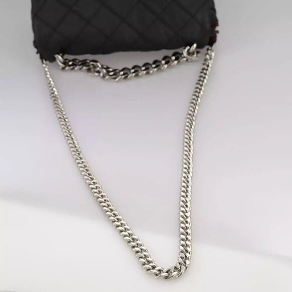 Stella MacCartney Chain Hand Bag Leather 2way Black Silver Auth mr934 - Picture 8 of 16